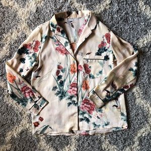 Floral & Sparrow Silk Button Down Blouse
